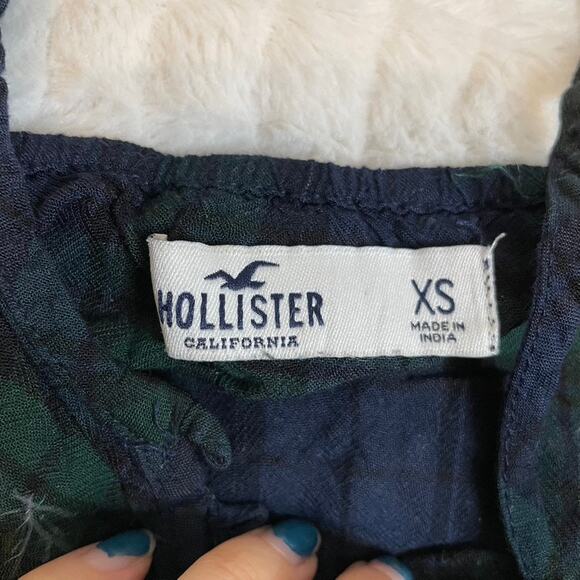 HOLLISTER Extra Small Plaid Green Black Tank Top Adjustable Straps Missing Ties - Picture 2 of 3